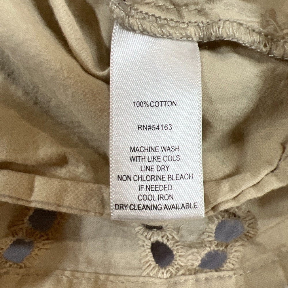 Marc New York Crop Halter Top Womens Medium Beige Eyelet Embroidery Keyhole Back - Picture 8 of 8